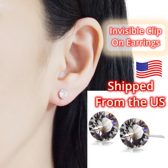 2 Pairs Super Comfortable Invisible Clip on Earring Converters, Japanese Crystal Clip on Earrings Findings, Change Pierced to Clip Earrings