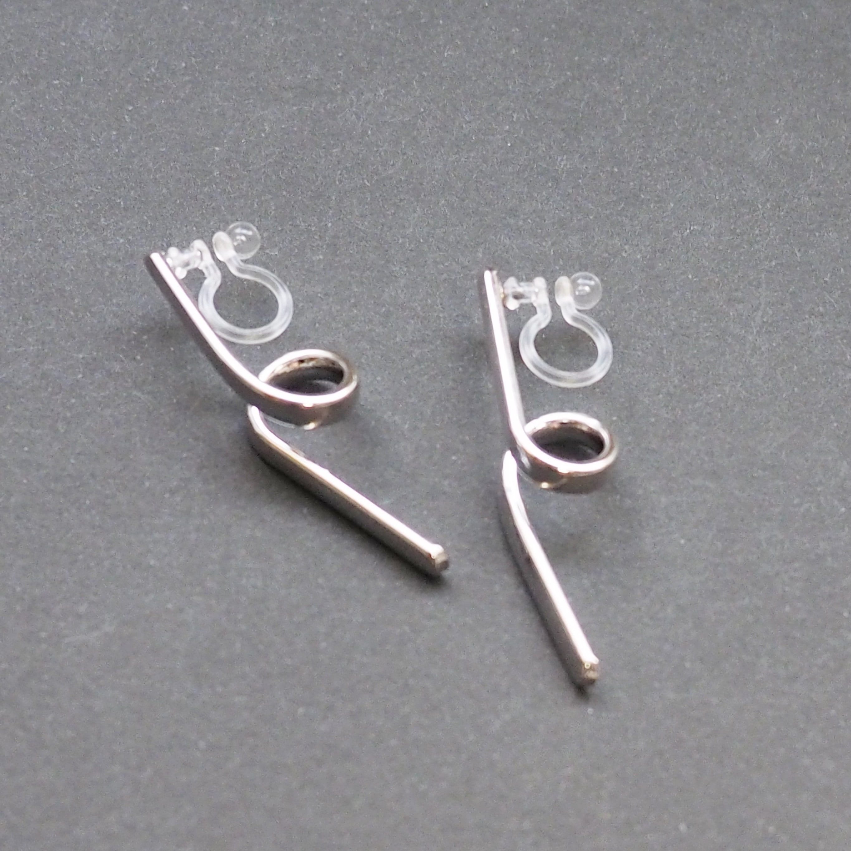 Twisted bar clip on earrings silver invisible clip on Etsy