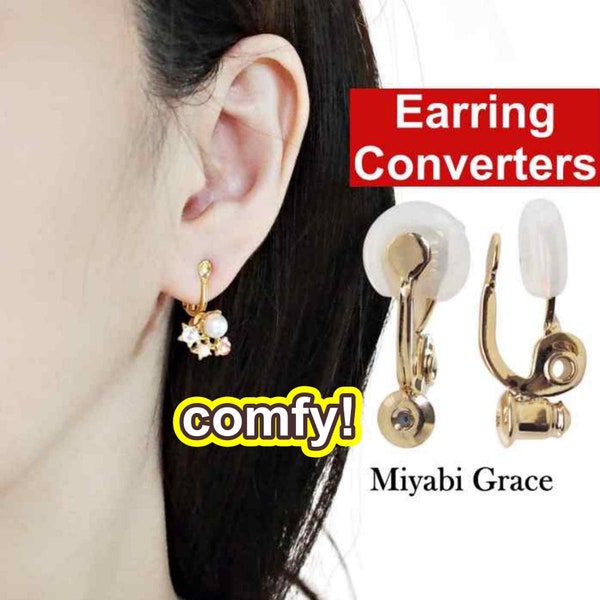 Convertisseurs de boucles d'oreilles à clip, Boucles d'oreilles percées en boucles d'oreilles clip, Convertisseurs de boucles d'oreilles convertibles confortables, Or, argent, Sans piercing