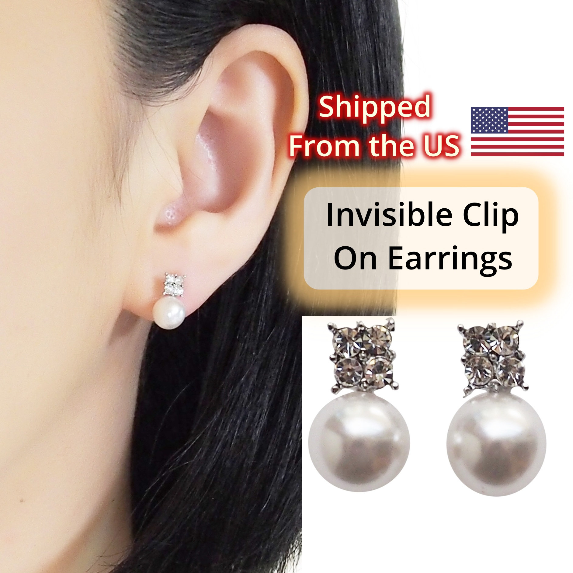 2 Pairs Super Comfortable Invisible Clip on Earring Converters, Japanese Crystal Clip on Earrings Findings, Change Pierced to Clip Earrings