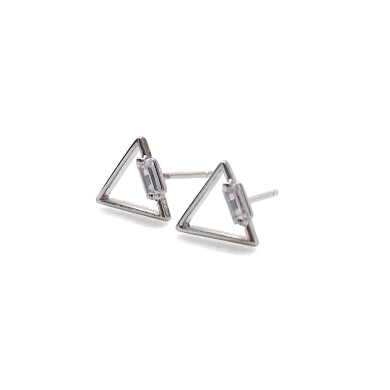Simple Stud Earrings Sterling Silver Earrings Triangle - Etsy
