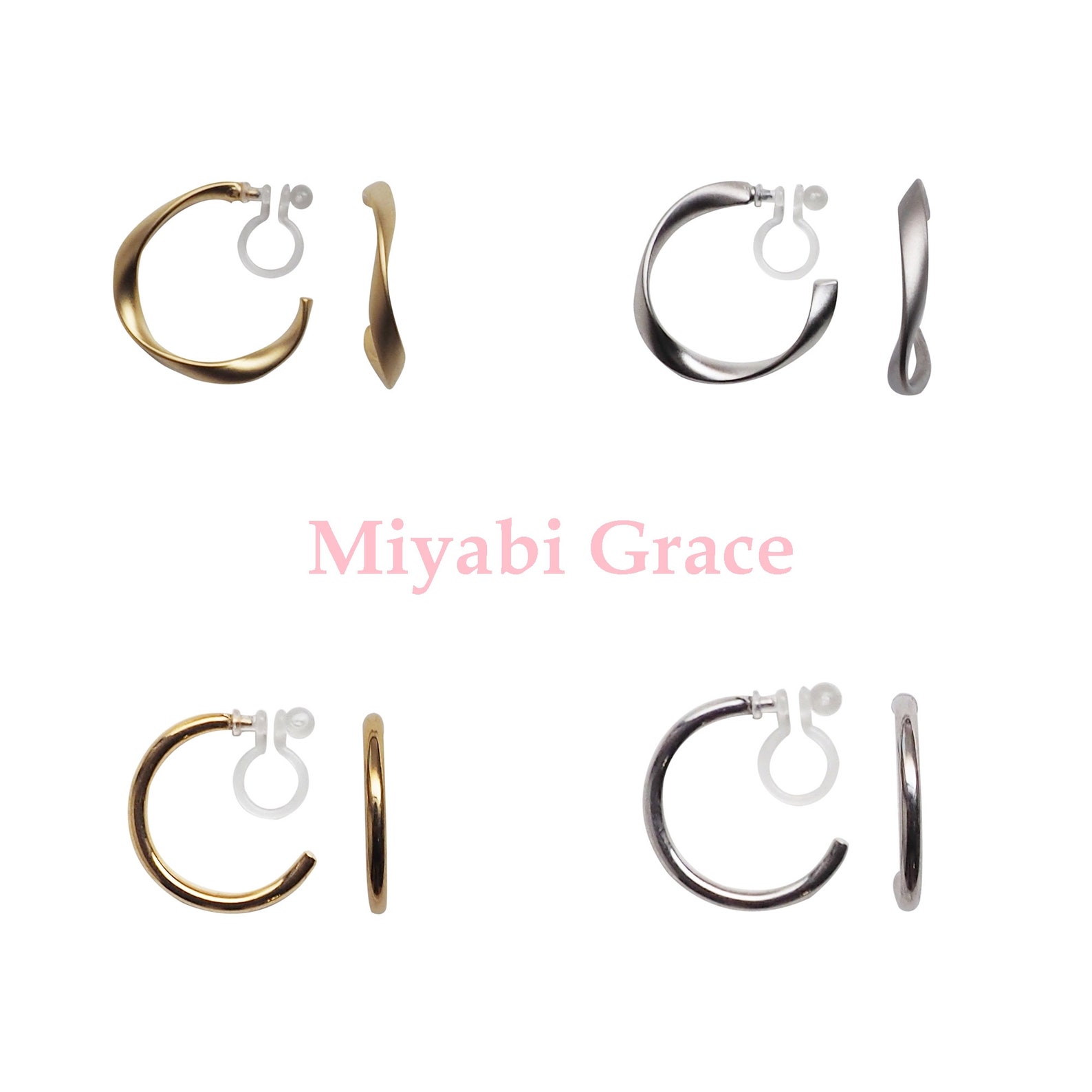 Silver Hoop Clip on Earrings Medium Invisible Clip on Hoop Etsy