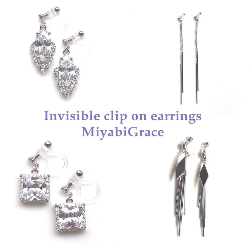 Invisible Clip On EarringsCrystal Clip On EarringsRhinestone image 5