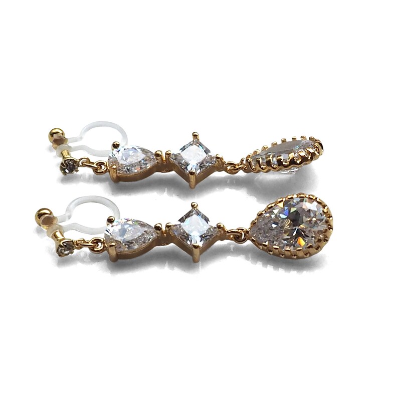 Cubic Zirconia Clip on Earrings Gold Cz Crystal Clip on Etsy