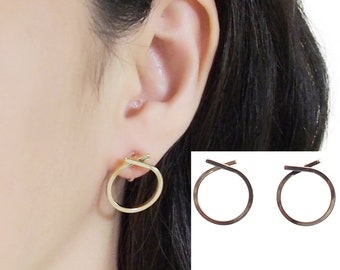 Open Circle Clip On Earrings Stud, Invisible Gold Clip On Earrings, Ribbon Clip On Earrings Hoop, Non Pierced Earrings