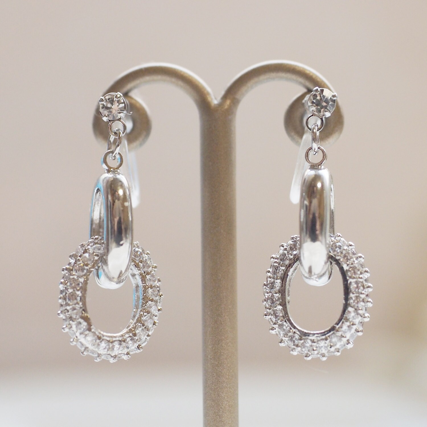 Bridal Silver Cubic Zirconia Invisible Clip on Earrings Micro Etsy