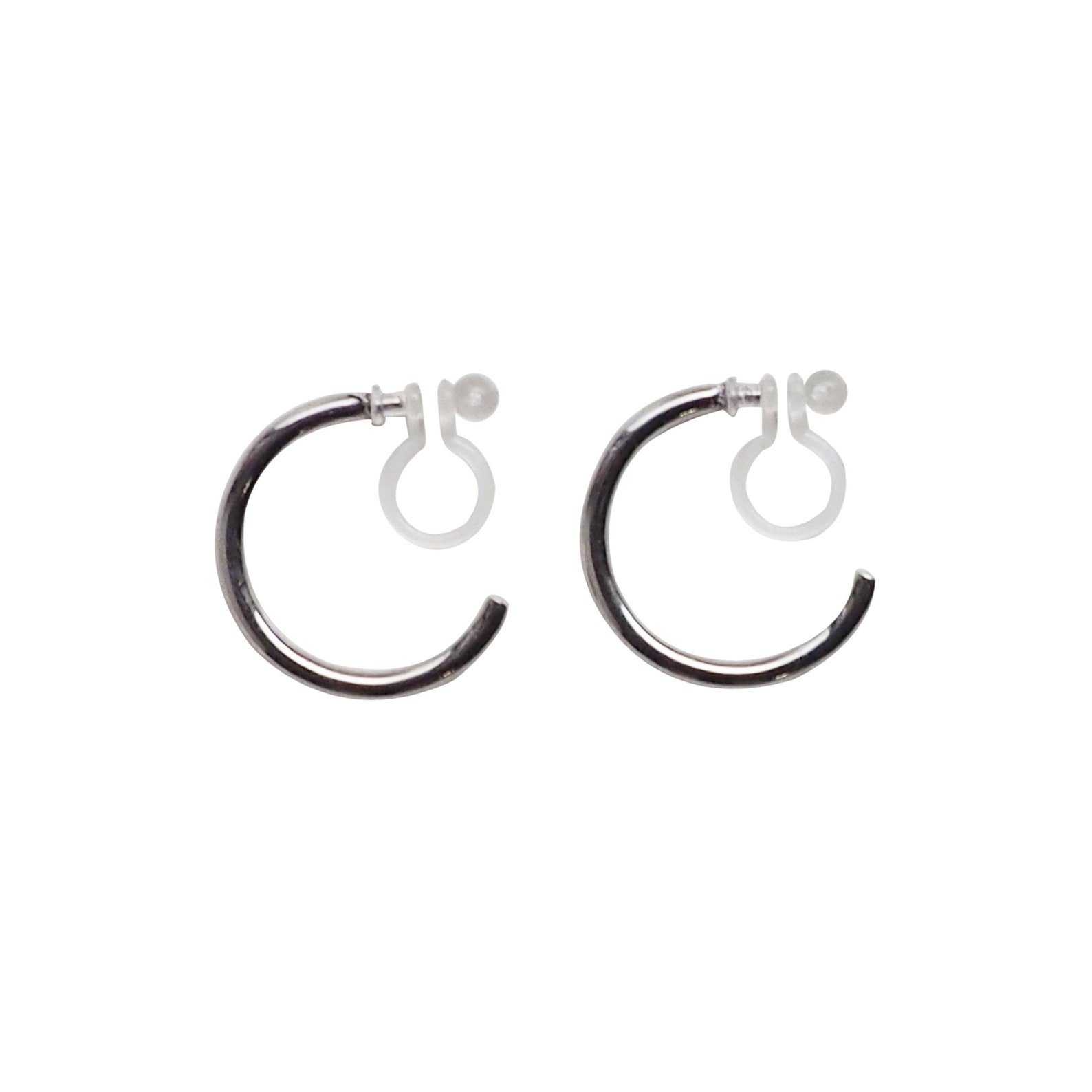 Silver Hoop Clip on Earrings Medium Invisible Clip on Hoop Etsy