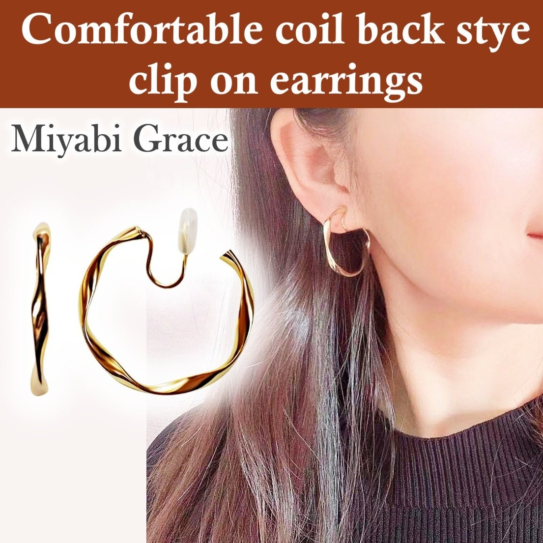 Comfortable Gold Invisible Clip on Earring Converters 