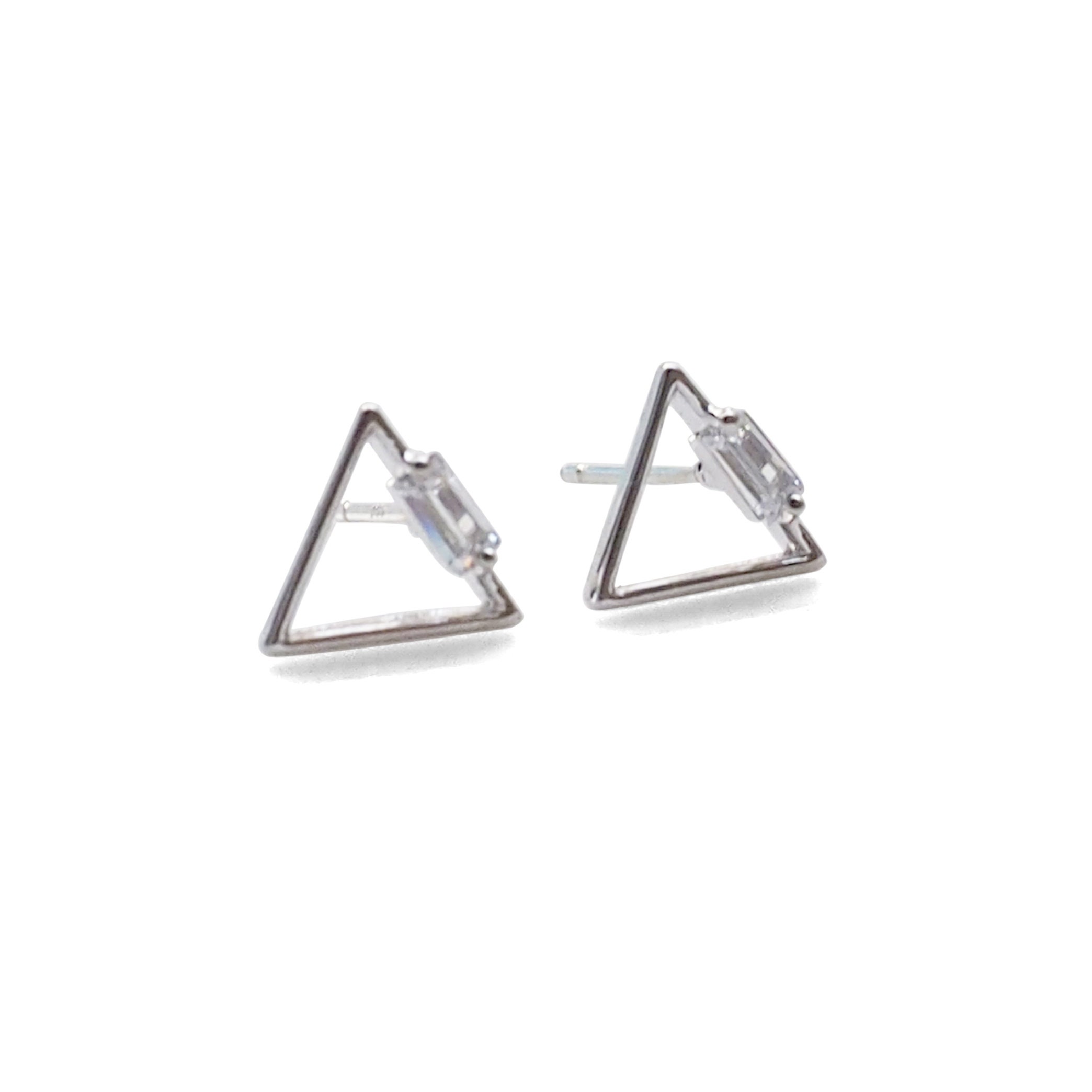 Simple Stud Earrings Sterling Silver Earrings Triangle | Etsy