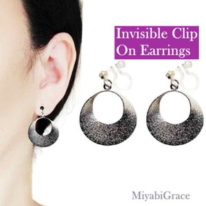 Baumeln Hoop Unsichtbare Clip Auf Baumeln Ohrringe, Tropfen Silber Clip Auf Ohrringe, Nicht Durchbohrte Ohrringe, Metallic Runde Ohrclips Für Frauen