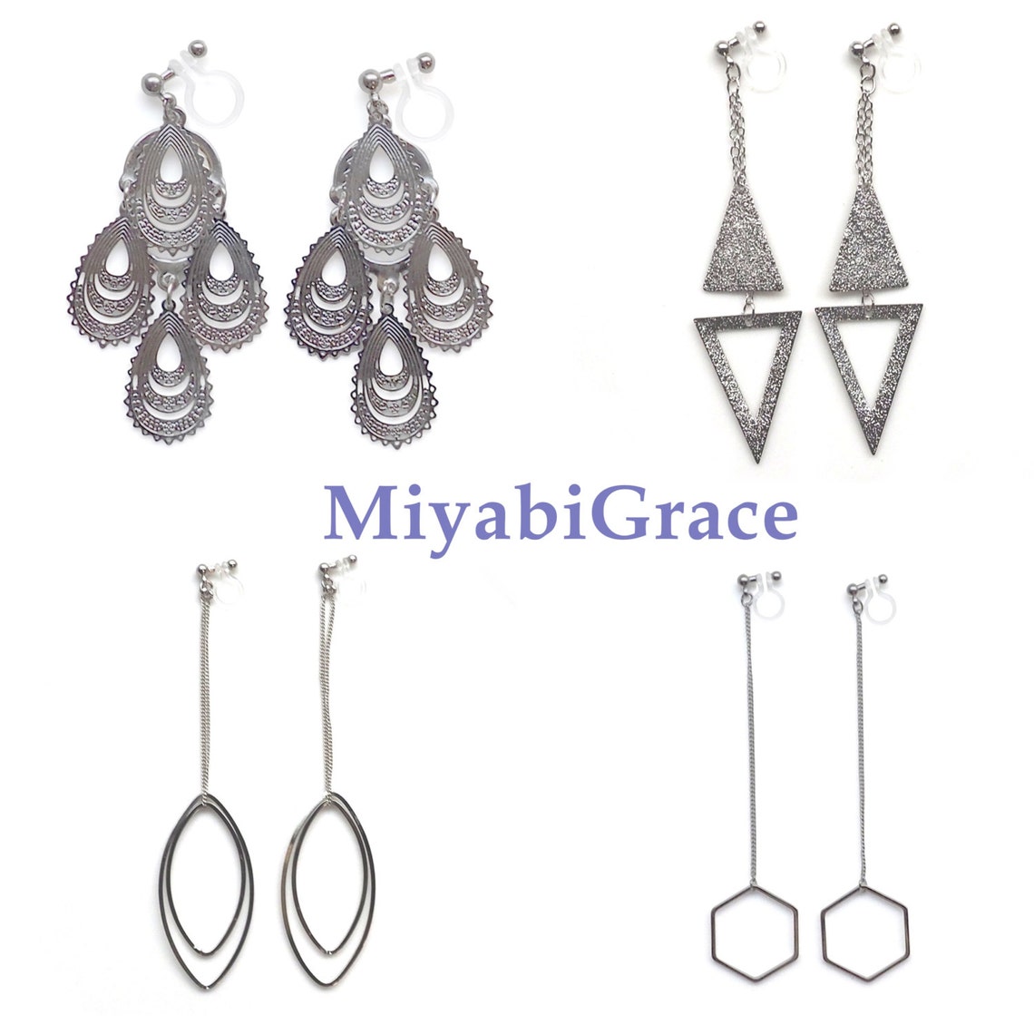 Leaf Clip on Earrings Silver Clip on Earrings Clip on Dangle Etsy