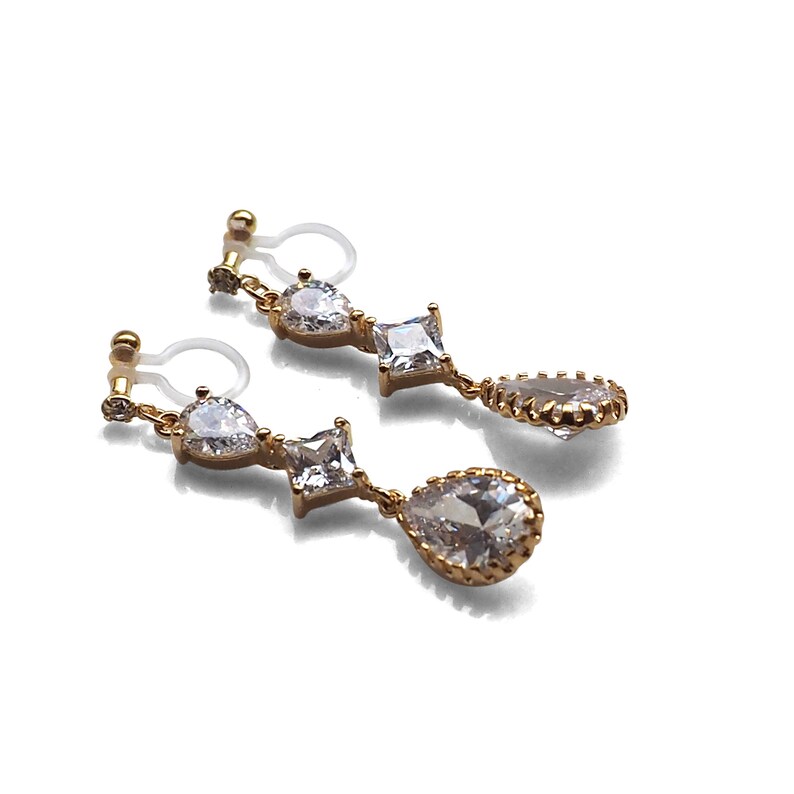 Cubic Zirconia Clip on Earrings Gold Cz Crystal Clip on Etsy