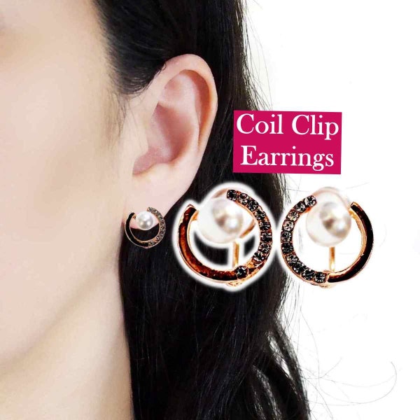 Clip-On-Ohrringe, unsichtbare Rosegold-Perlen-Zirkon-Kreis-Moskito-Clip-Ohrringe | Clip-Coil-Design|Nicht durchbohrte Ohren| Zirkonia
