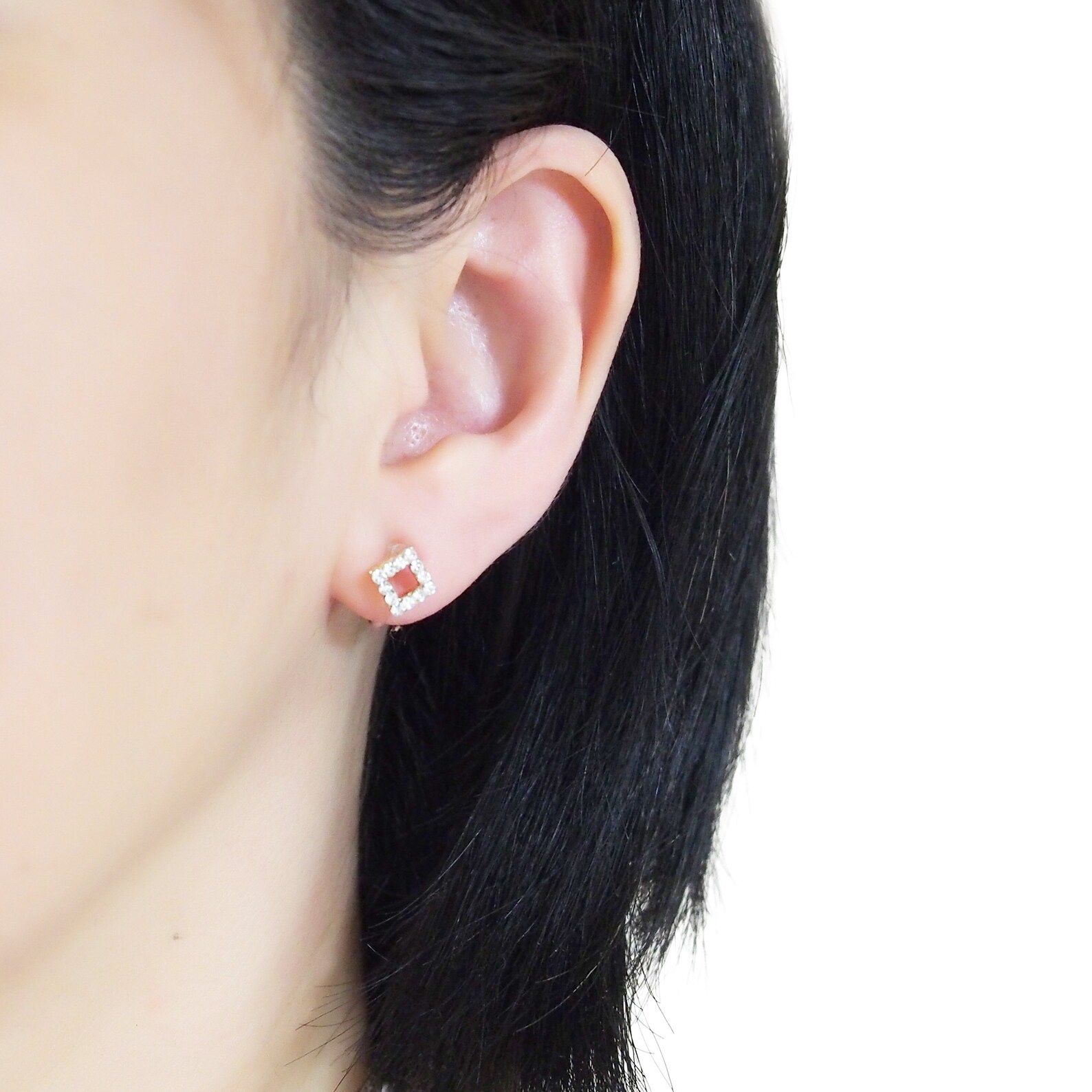 2 Pairs Invisible Clip on Earrings Gold Crystal Square Hoop Etsy