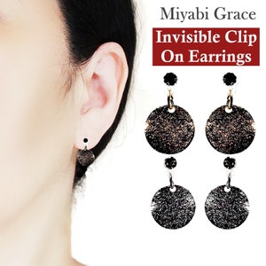 Baumeln Gold Unsichtbare Ohrclips, Tropfen Kreis Ohrclips, Nicht durchbohrt, runde Ohrclips für Frauen, Geschenk für sie