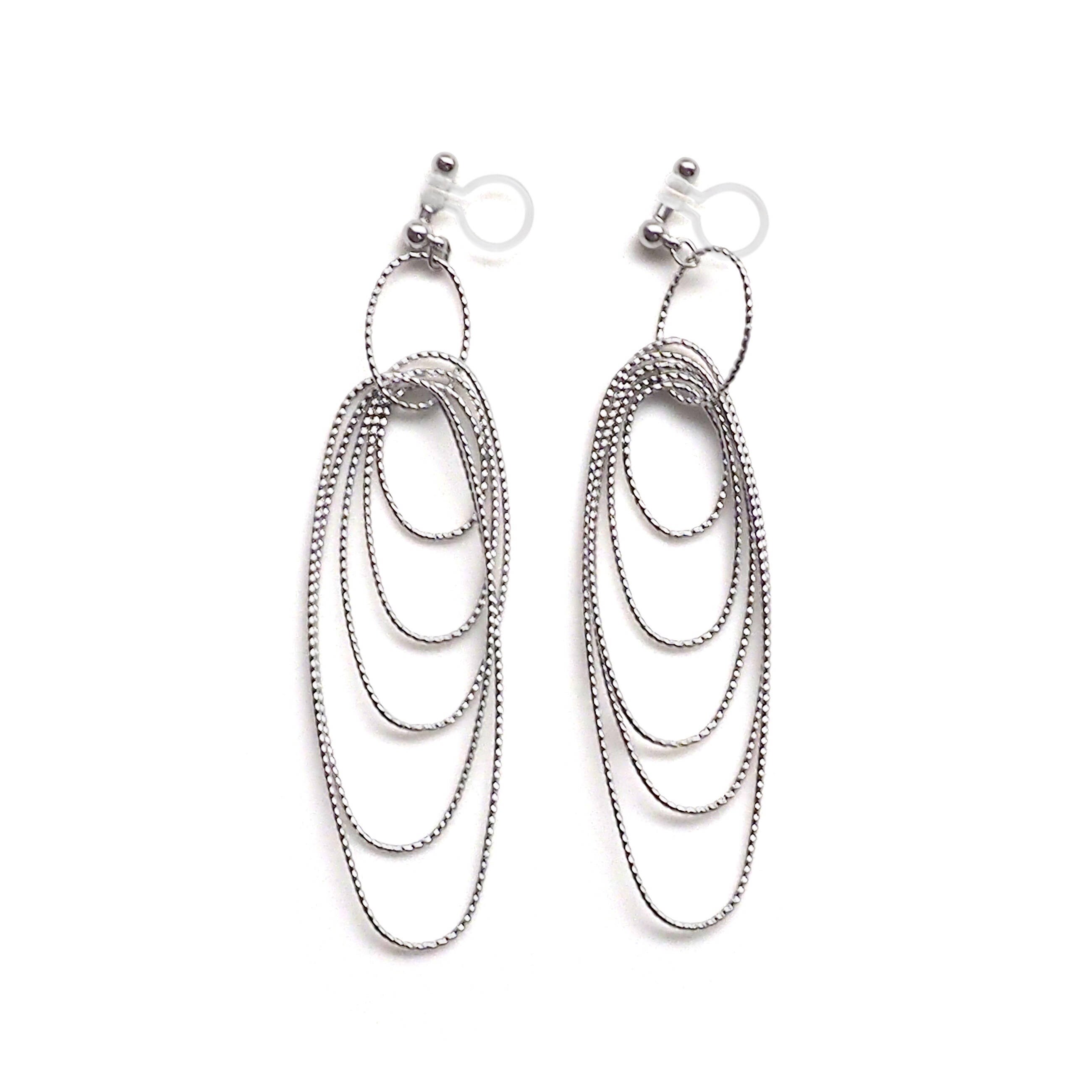 Silver Clip On Earrings Hoops Invisible Clip On Earrings Long Etsy
