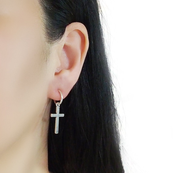 Cross Clip on Earring, Mens Earrings, Cross Earrings, Clip