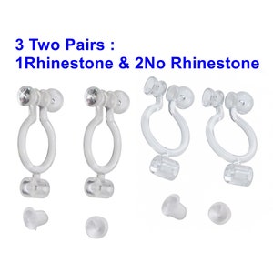2 pairs super comfortable invisible clip on earring converters, Japanese crystal clip on earrings findings, change pierced to clip earrings
