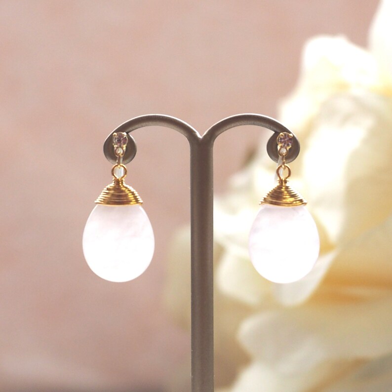 Rose Quartz Invisible Clip on Earrings Pink Gemstone Clip on Etsy