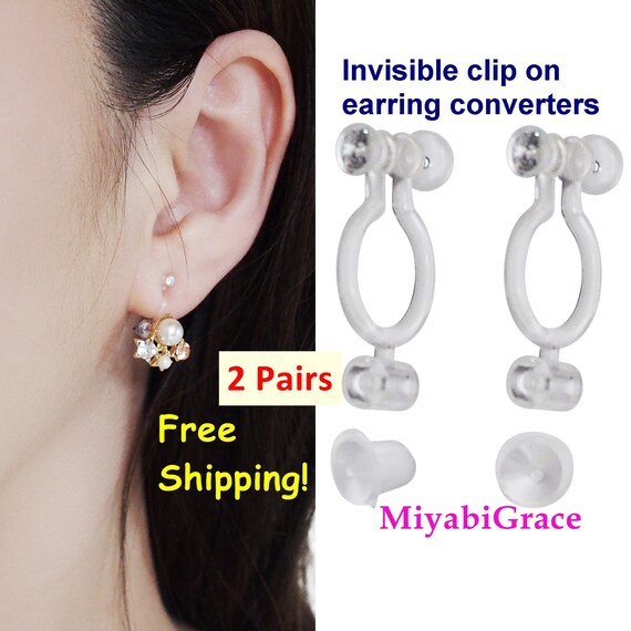 2 Pairs Super Comfortable Invisible Clip On Earring Etsy
