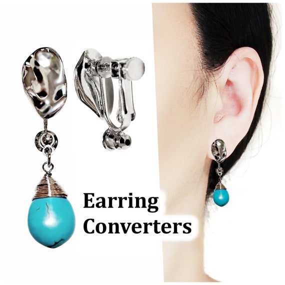 Silver Organic Shaped Clip on Earrings Converters Look Like -  UK