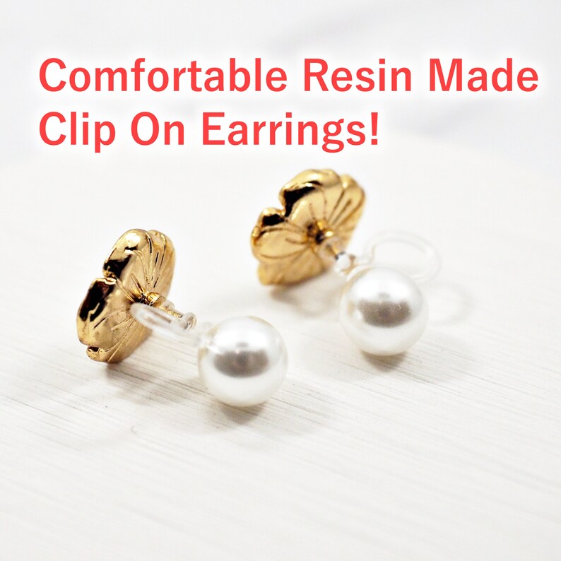 Light Green Flower Invisible Clip On Earrings Double Sided Pearl Clip On Stud Earrings Non Pierced Earrings Comfy Modern Gold Clip Earrings
