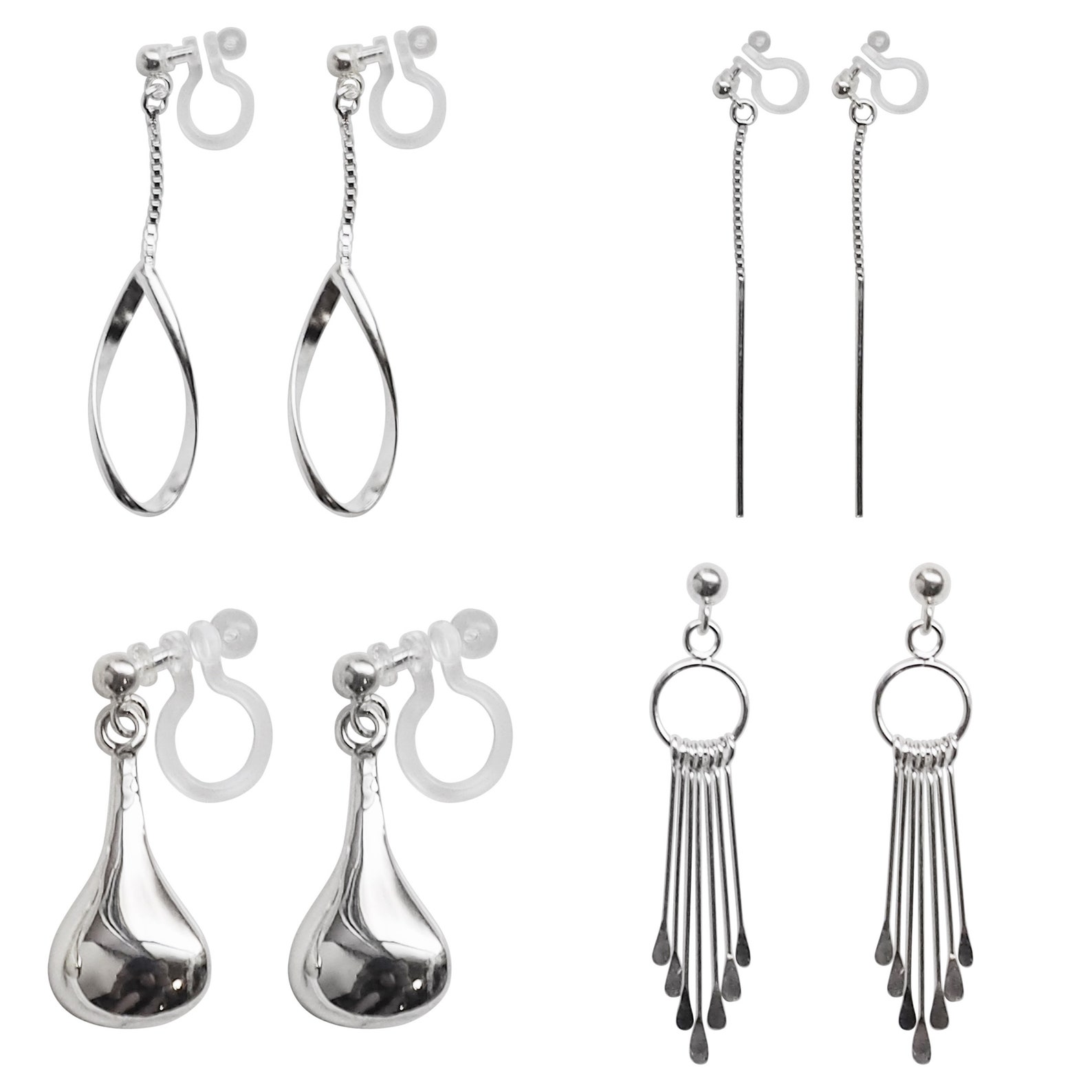 925 sterling silver clip on earrings comfortable bar chain Etsy