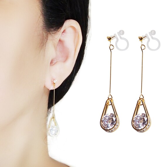 Buy Vintage Fancy Clipon Earrings in Diamondcolored Crystal Online in  India  Etsy