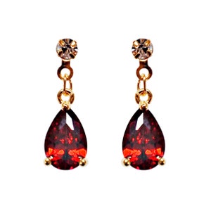 Red Cubic Zirconia Dangle Clip on Earrings Crystal CZ - Etsy