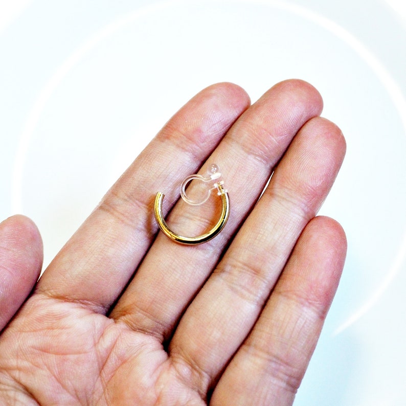 18mm Gold Clip on Hoop Earrings Simple Petite Hoop Invisible Etsy