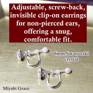 Swarovski Crystal Clip on Earrings Swarovski Wedding Invisible Clip on ...