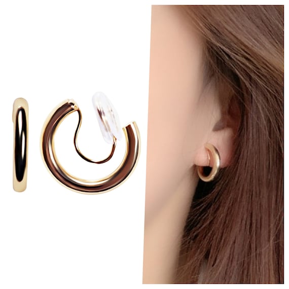 Black Hoop Earrings Clip On Non Pierced 30MM Surgical Stainless Steel Jewelry  UK  eBay