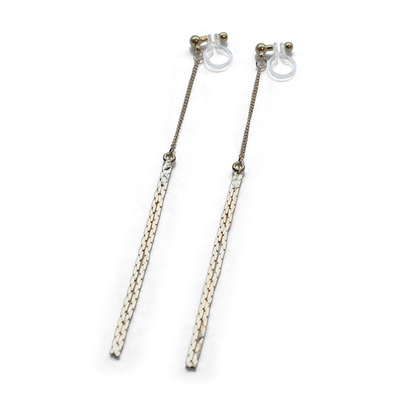 Long Chain Clip on Earrings Dangle. Long Invisible Clip on Etsy