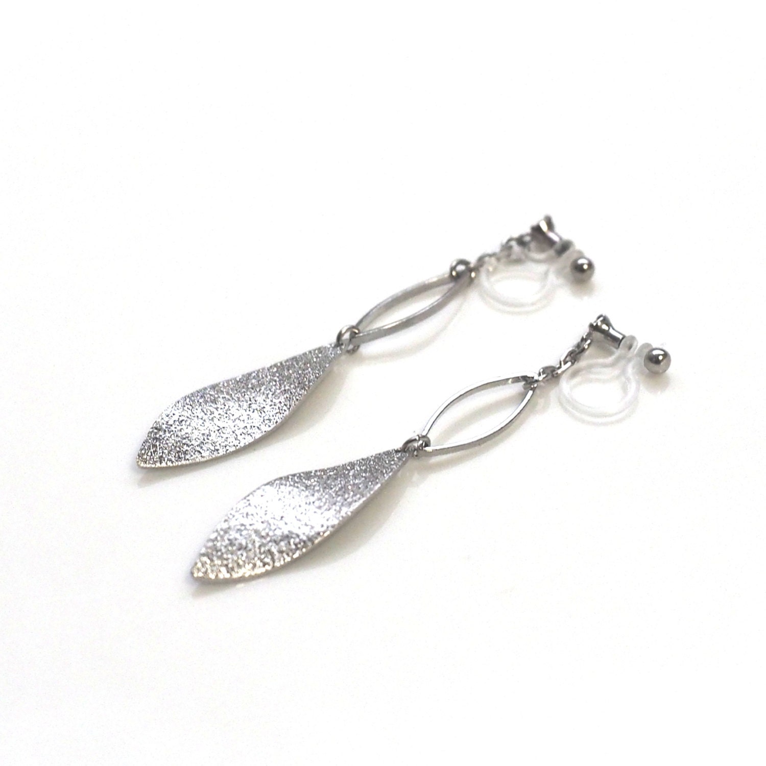 Leaf Clip on Earrings Silver Clip on Earrings Clip on Dangle Etsy