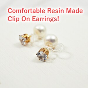 Comfortable and popular in Japan white freshwater pearl coil style clip-on earrings for wedding bridal bride bridesmaids. Painless Pearl clip on earrings  for Non pierced earrings.