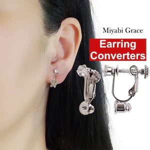 Silver Clip On Earring Converters Pierced to Clip, Crystal Earrings Converters, Screw Back Width Adjustable Clip Earrings Converters, Gold