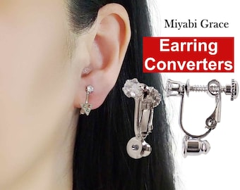 Pierced to Clip, Adjustable Screw Back, Crystal Converter for Non Pierced Ears, No Pain Clip On Earrings, Silver, Gold