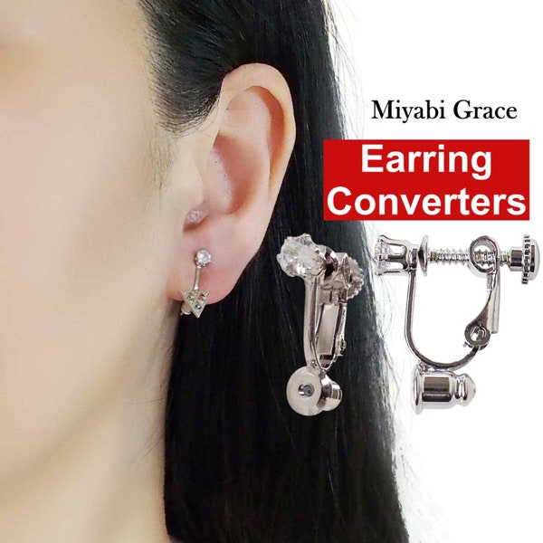 Clip en argent sur les convertisseurs de boucles d'oreilles percés à clip, convertisseurs de boucles d'oreilles en cristal, convertisseurs de boucles d'oreilles à clip réglables en largeur vissée, or