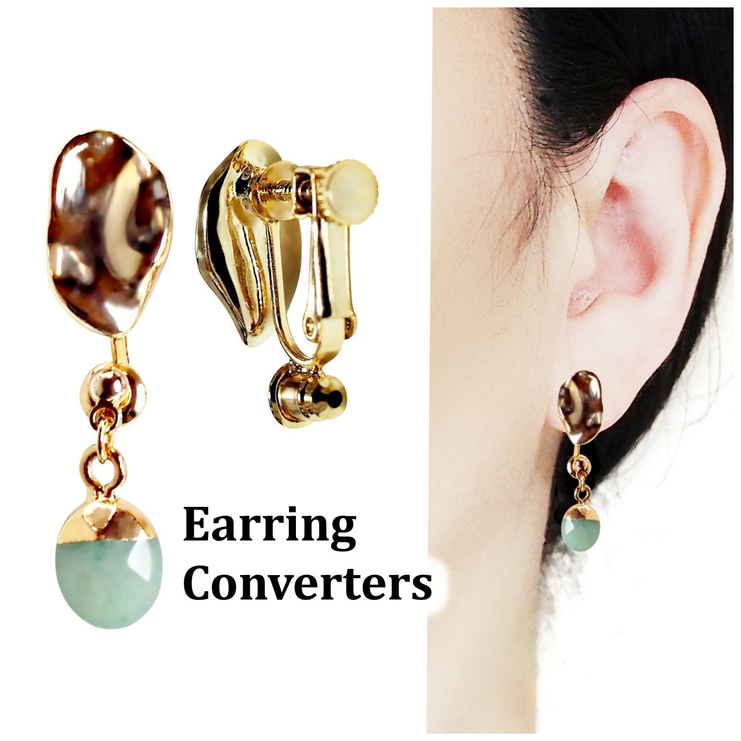 Clip On Earrings Converters Gold Silver Crystal Screw Back Pierced To Clip  On