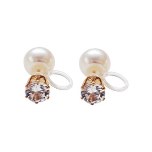 Comfortable and popular in Japan white freshwater pearl coil style clip-on earrings for wedding bridal bride bridesmaids. Painless Pearl clip on earrings  for Non pierced earrings.