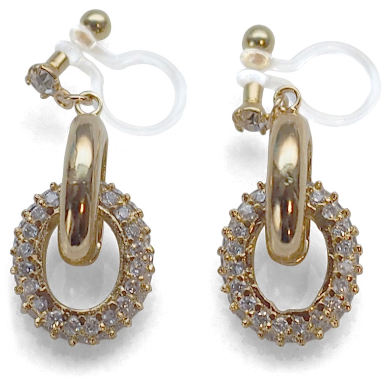 Bridal Gold Cubic Zirconia Invisible Clip on Earrings Micro Etsy