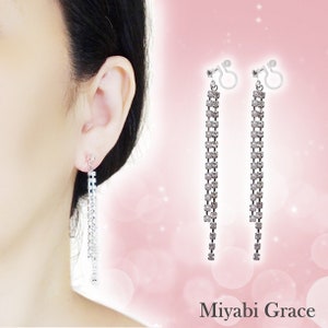 Crystal Chain Invisible Clip On Earrings Dangle, Non Pierced Earrings, Long Rhinestone Clip On Earrings, Bridal Wedding Pearl Clip Earrings