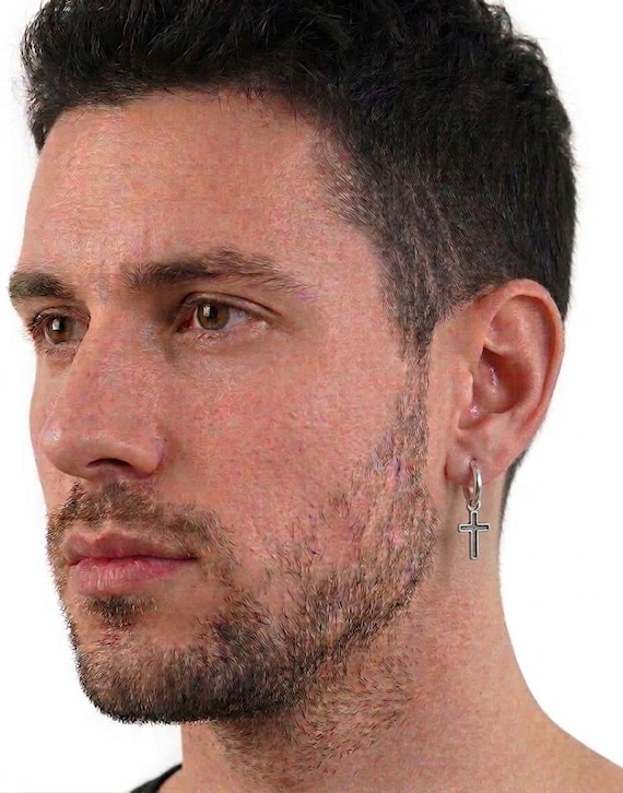 Pierced Look Silver Cross Clip on Hoop Earrings, BTS Style