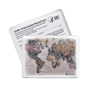 Vaccine Card Holder, Medicare Card Holder, Vaccine Card Protector, Vaccine Card Sleeve, Cards Holders, Medical Card Holder - World Map