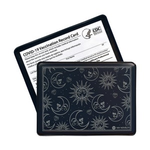 Vaccine Card Holder, Medicare Card Holder, Vaccine Card Protector, Vaccine Card Sleeve, Cards Holders, Medical Card Holder - Moon and Sun