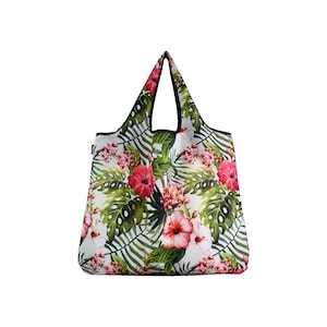 Large Reusable Shopping Bag, Reusable Grocery Bag, Washable Tote Bag, Foldable Shopping Bag, Eco-Friendly Shopping Bag - Tropical Garden