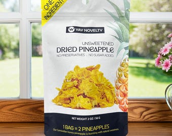 Ongezoete gedroogde ananas (3-pack, 2 oz zakken) - honingvariëteit, inheems in Cambodja | Geen toegevoegde suikers, geen conserveermiddelen, één ingrediënt