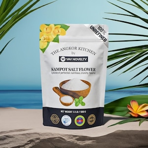 Kampot Salt Flower: The Epitome of Purity and Perfection. Nutritious, crunchy, and full of flavor. 1.1 lb Fleur De Sel is ethically sourced