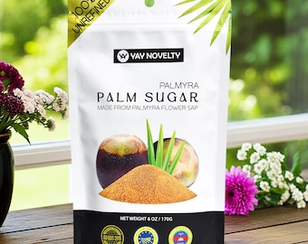 Palmyra palmsocker (170 g) oraffinerat sötningsmedel från Palmyra palmblomssaft | Lågt glykemiskt värde, rik på vitaminer och mineraler, certifierad ekologisk