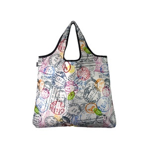 Large High-Quality and Versatile Reusable Shopping Bag - Chic, Eco-Friendly, Washable, Foldable Tote Bag - Par Avion - FREE SHIPPING
